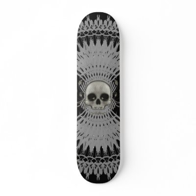 Gothic Skull Tribal Design: Skateboard: Gray by spiritswitchboard