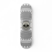 Gothic Skull Tribal Design: Skateboard: Silver