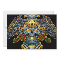 Gothic Skull with Guns and Bullets by Al Rio Custom Invitations