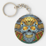 Gothic Skull with Guns and Bullets by Al Rio Keychain