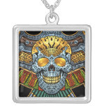 Gothic Skull with Guns and Bullets by Al Rio Necklace
