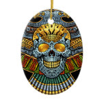Gothic Skull with Guns and Bullets by Al Rio Ornament