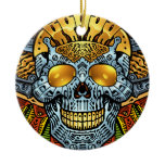 Gothic Skull with Guns and Bullets by Al Rio Christmas Ornament