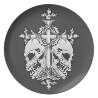 Gothic Skulls and Cross plate
