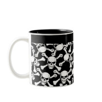 GOTHIC SKULLS CROSSBONES PATTERN mugs by CandyRazor GOTHIC SKULLS CROSSBONES PATTERN mugs