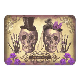 Gothic Skulls Day of The Dead Wedding RSVP cards 3.5