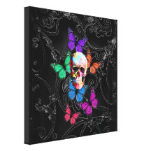 Gothic sugar skull & butterflies canvas prints