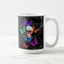 Gothic sugar skull & butterflies mugs