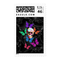 Gothic sugar skull & butterflies postage stamps