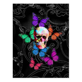 Gothic sugar skull & butterflies postcards