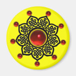 GOTHIC SUN  Red Ruby Gem,Yellow Refrigerator Magnet
