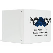 Gothic Swirl Roses Wedding Binder, Blue
