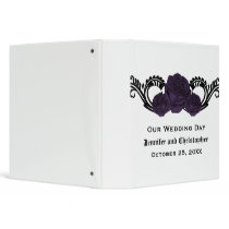 Gothic Swirl Roses Wedding Binder, Purple