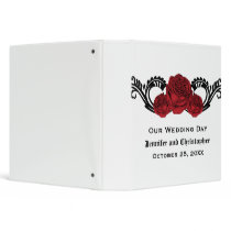 Gothic Swirl Roses Wedding Binder, Red