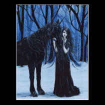 Gothic Unicorn and Fairy Postcard postcards