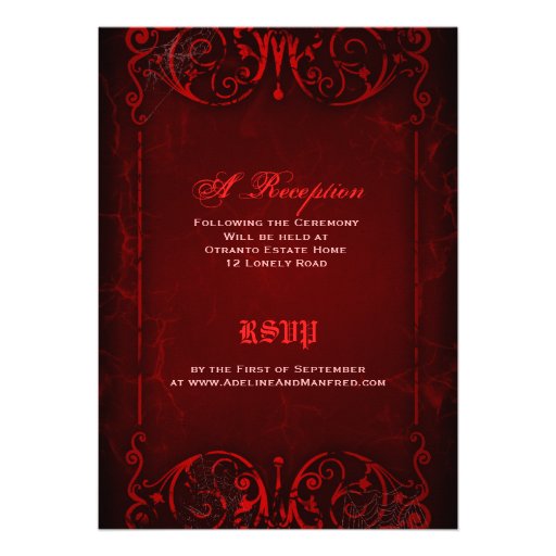 Gothic Victorian Deep Red Wedding Invitations