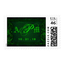 Gothic Victorian Ghoulish Green Custom Monogram Stamps