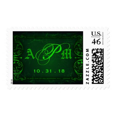 Gothic Victorian Ghoulish Green Custom Monogram Stamps