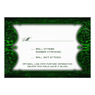 Gothic Victorian Ghoulish Green RSVP Custom Invite
