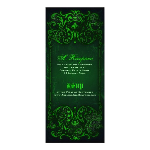 Gothic Victorian Ghoulish Green Wedding Personalized Invitation