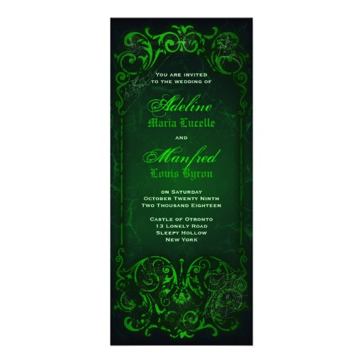 Gothic Victorian Ghoulish Green Wedding Personalized Invitation