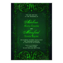 Gothic Victorian Ghoulish Green Wedding Invitation