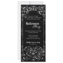 Gothic Victorian Spooky Black  Halloween Party Announcement