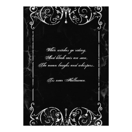 Gothic Victorian Spooky Black Halloween Party Custom Invites