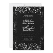 Gothic Victorian Spooky Black & White Wedding Personalized Announcements