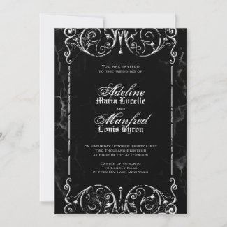 Gothic Victorian Spooky Black & White Wedding zazzle_invitation
