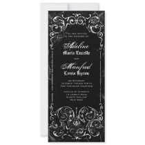 Gothic Victorian Spooky Black & White Wedding Invites