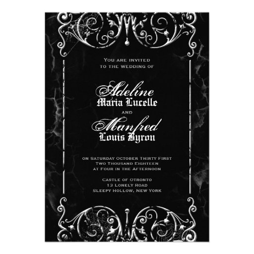 Gothic Victorian Spooky Black & White Wedding Personalized Announcements