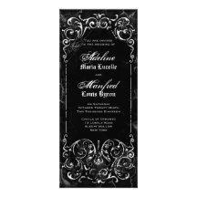 Gothic Victorian Spooky Black & White Wedding Invites