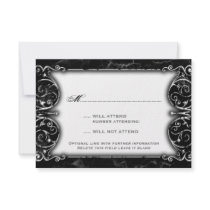 Gothic Victorian Spooky Black & White Wedding RSVP Personalized Announcements