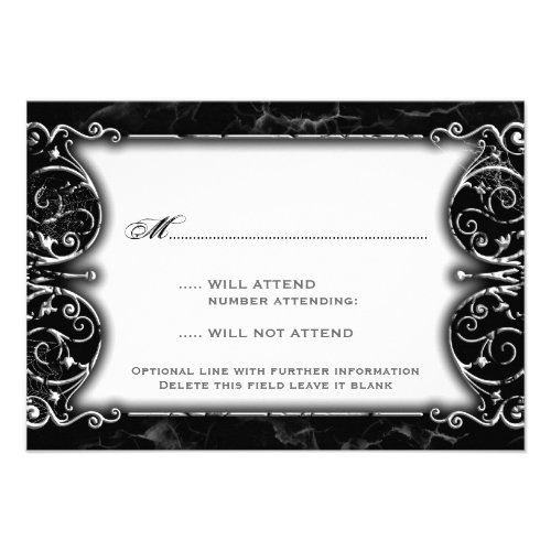 Gothic Victorian Spooky Black & White Wedding RSVP Personalized Announcements