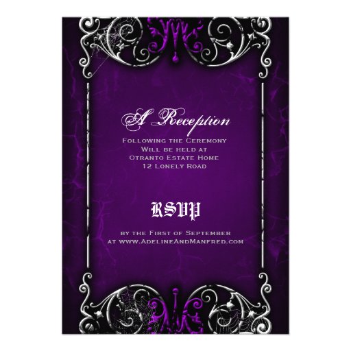 Gothic Victorian Spooky Purple Wedding Invite