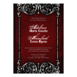 Gothic Victorian Spooky Red, Black & White Wedding Custom Invitation