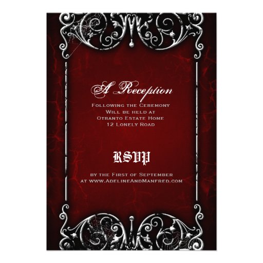 Gothic Victorian Spooky Red, Black & White Wedding Custom Invitation