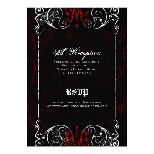 Gothic Victorian Spooky Red, Black & White Wedding Custom Invite