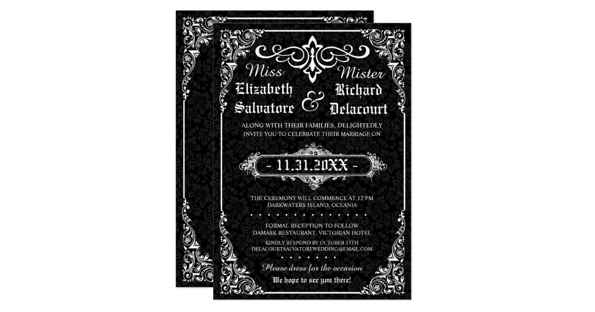 Gothic Victorian Wedding Invitation Zazzle