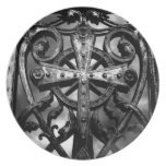 Gothic victorian wrought iron celtic cross plate