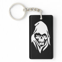 Gothic White Reaper face on black background Keychain