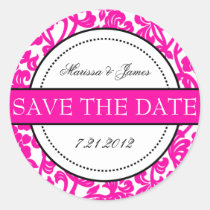 Gothic Whte & Pink Flourish Envelope Seals Round Stickers