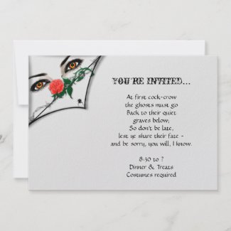 Gothic Witch Peeking Over Halloween Party invitation