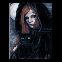 Gothic Witching Hour Cat Postcard postcards