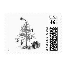 Gothy Christmas Tree Postage Stamps