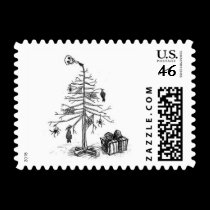 Gothy Christmas Tree Postage Stamps stamps