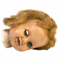 GOTHY DEAD DOLL HEAD PHOTO SCULPTURE KEYCHAIN photo sculptures