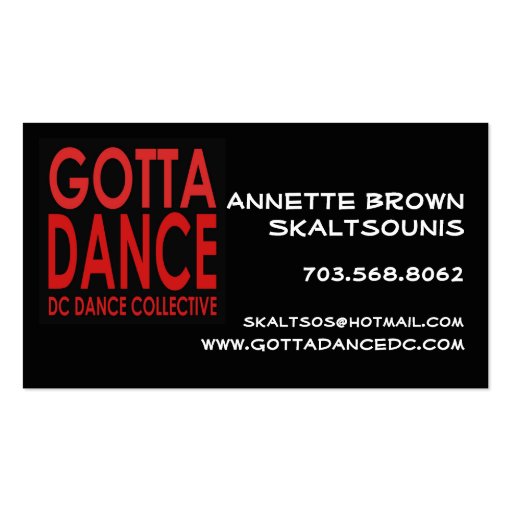 Gotta Dance Business Card (front side)