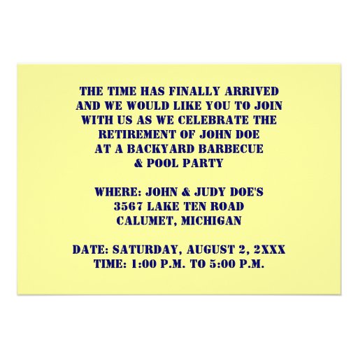GOVERNMENT OR MILITARY RETIREMENT PARTY INVITATION